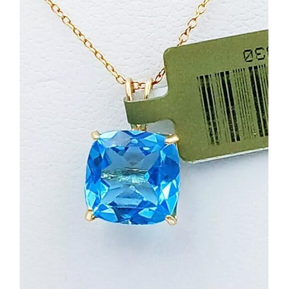 Genuine Cts Blue Topaz Pendant 14k Gold